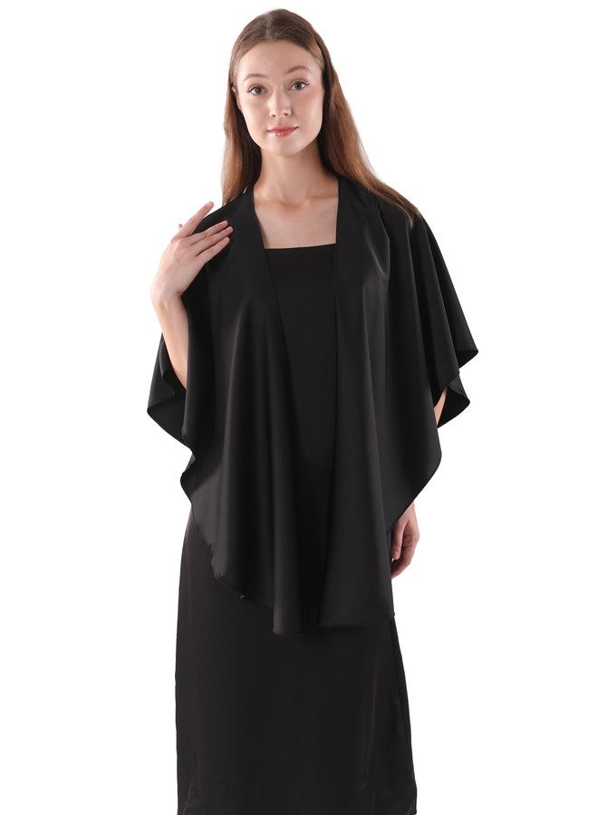 Hotshawl Women's Shawls and Wraps for Evening Dresses Elegant Stain Wraps Wedding Party Scarf Bridal Scarves Cover Up (Black) - Image 4